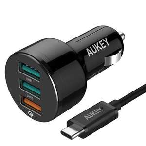 Aukey Car Charger CC-T11 Qualcomm Quick Charge 3.0 3 USB Ports 42W 7.8A Car - £6.98 With Code @ MyMemory