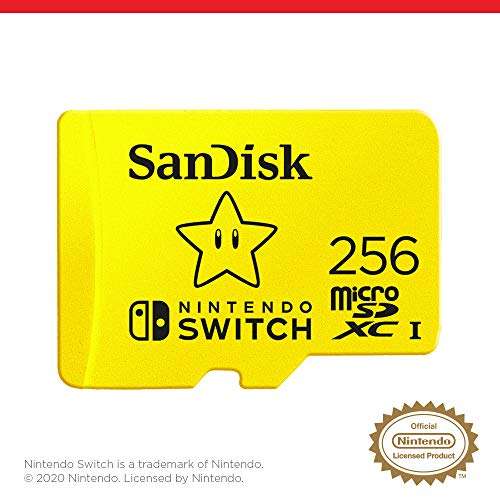 SanDisk 256GB microSDXC card for Nintendo Switch consoles up to 100 MB/s UHS-I Class 10 U3 £34.99 at Amazon