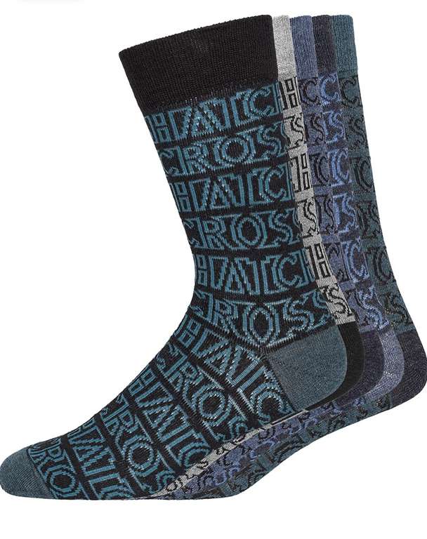 Crosshatch Men's Typeset Sustainable 5 Socks, Assorted, One Size - £5.64 @ Amazon