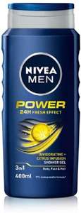 NIVEA MEN Power Fresh Shower Gel With Aloe Vera, Pack of 6x400ml - (£9.12/£8.16 on Subscribe & Save + 10% off 1st S&S)