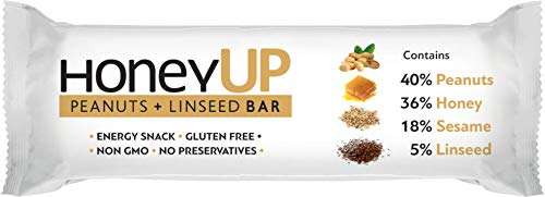 HoneyUp PEANUTS & LINSEEDS bar 40 g - Display Box of 12 X 40 g - £7.46 at Amazon