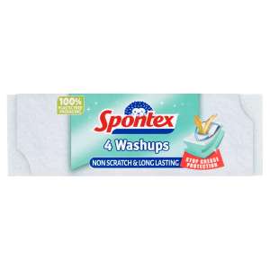 4pk Spontex Washups Non Scratch Sponge Scourers, White S&S 90p/85p
