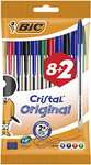 Pack of 10 BIC Cristal Original Ballpoint , Comfortable Biro Pens, Medium Point (1.0mm), Assorted Colours