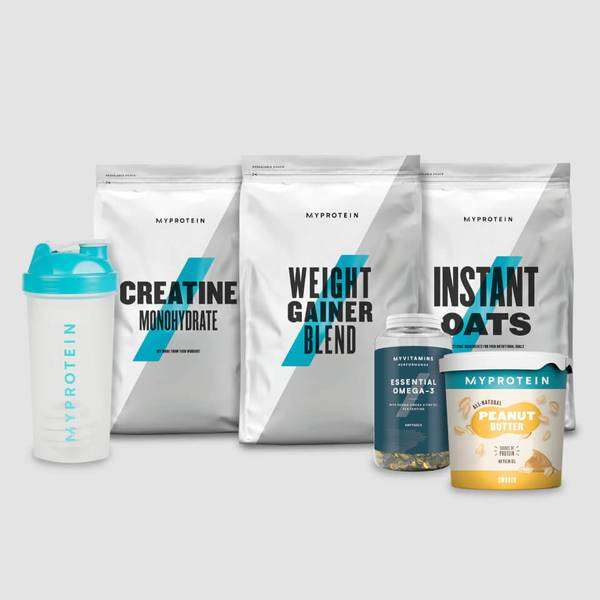 Gainer Bundle - weight gainer, creatine monohydrate, oats, Omega-3 capsules, peanut butter and shaker £28.48 +£3.99 delivery @ MyProtein
