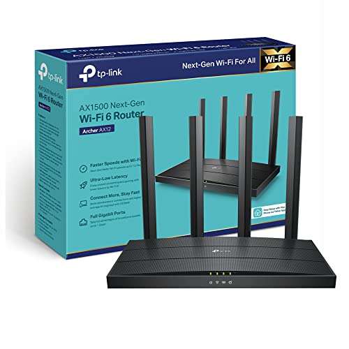 TP-Link AX12 Next-Gen Wi-Fi 6 AX1500 Mbps Gigabit Dual Band Wireless Router, WPA3 Security
