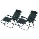 2 x Zero Gravity Textoline Garden Sun Lounger Chairs in Grey, Black or Navy With Code (UK Mainland)