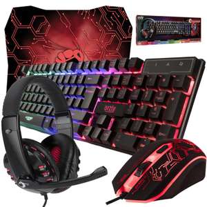 Gaming Keyboard, Mouse, Mouse Pad, Headset, Wired LED RGB Backlight - Gift Box Edition Hornet RX-250 - Sold By Syntiga Europe - UK