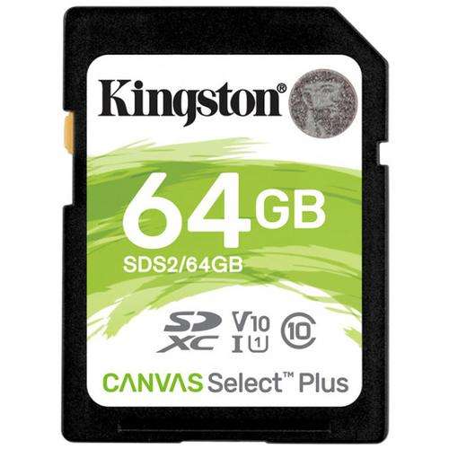 Kingston 64GB Canvas Select Plus SD Card (SDXC) UHS-I U1 - 100MB/s £7.95 at MyMemory