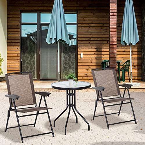 Outsunny 3 Piece Patio Furniture Bistro Set 2 Folding Chairs 1 Tempered Glass Table £78.39 delivered, using code @ AOSOM