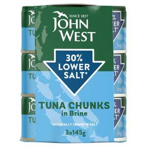 John West 30% Lower Salt Tuna Chunks In Brine 3 x 145g - £1 @ Sainsbury's Sheffield Clay Wheels Lane