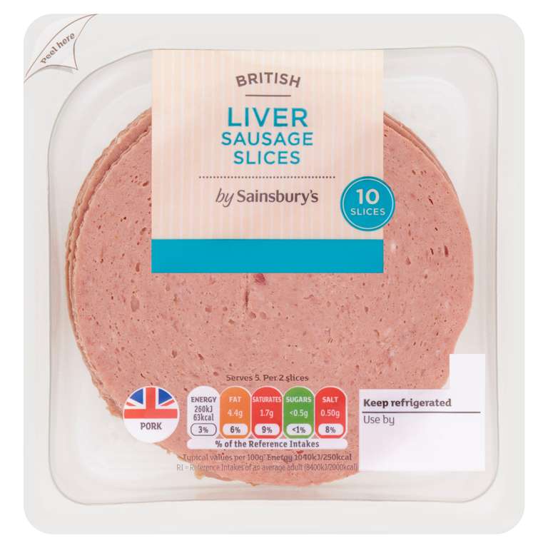 Sainsbury's British Liver Sausage 10 Slices 125g - Nectar Price
