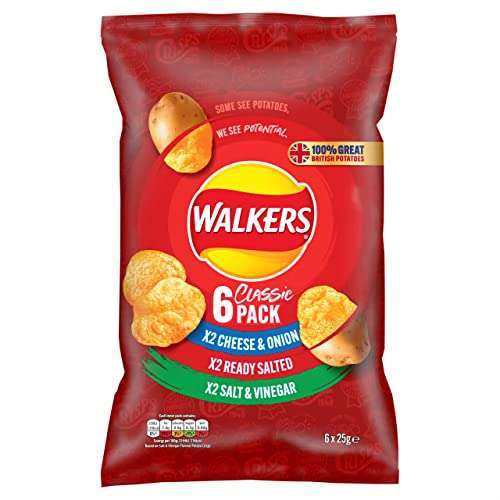 Walkers Crisp Classic Variety, 25g (6 Pack), 2 for £3, £2.41 with Subscribe and Save @ Amazon