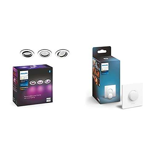 Philips Hue Centura White & Colour Ambiance Smart Spotlight 3 Pack [Round] with Bluetooth, White + Hue Smart Button £134.93 @ Amazon