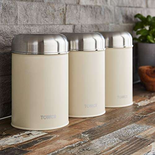 Tower Infinity Stone Set of 3 Storage Canisters for Coffee/Sugar/Tea, Stainless Steel - £9.99 @ Amazon