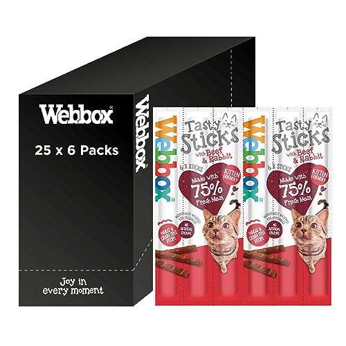 Webbox Tasty Beef & Rabbit Cat Treats. One full case of 25 x 6 sticks (£15.05 s&s) Usual price = £30