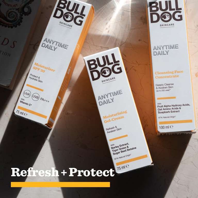 BULLDOG SKINCARE - Anytime Daily Moisturiser SPF 30 for Men | Protect & Hydrate Skin | 75 ml