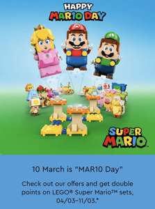 MAR10 Day, Double points on Lego Mario + upto 40% off e.g. Goomba’s Shoe Expansion Set £5.39