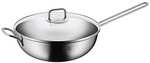WMF Wok Pan 30 cm Glass Lid 18/10 Stainless Steel Induction Suitable Stir Fry (UK Mainland) - Home of Brands