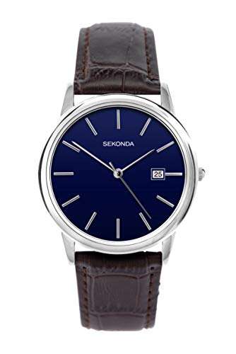 Deal: Sekonda Men's Classic 37mm Quartz Watch with Date Window and Leather Strap