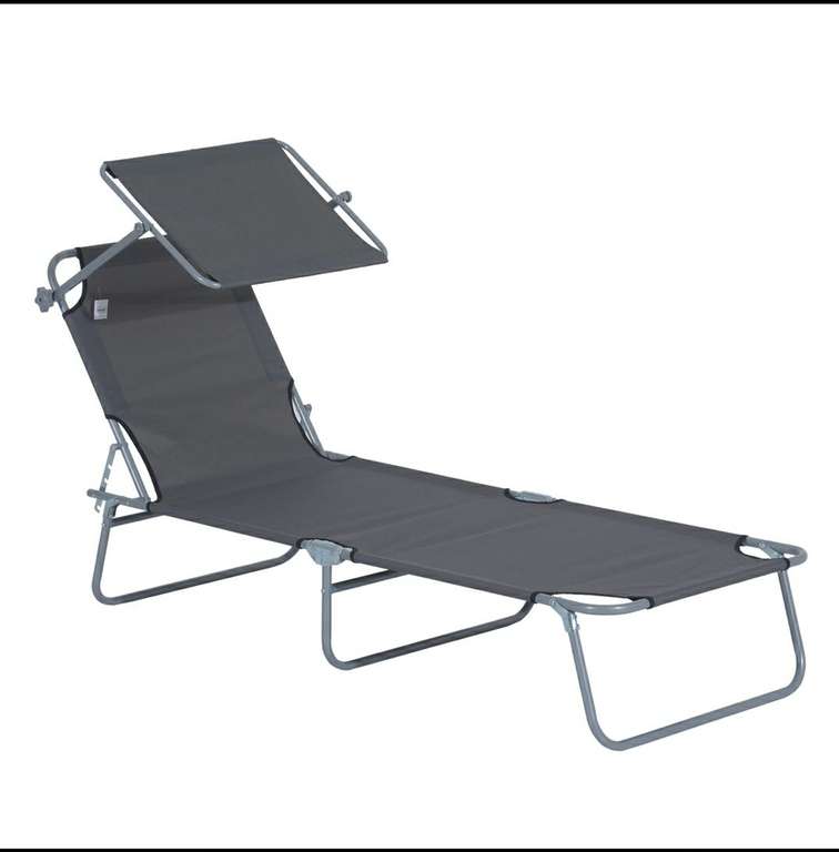 Outsunny Adjustable Lounger Seat with Sun Shade-Grey - £25.50 with code @ Bosom