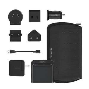 ZAGG mophie Charge Stream Global Travel Kit, Wireless Charger, Car Adapters, Wall Adapters for all World Regions, Qi-Enabled Devices