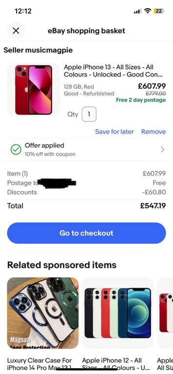 iPhone 13 Red 128GB Good - £547.19 with code @ Musicmagpie eBay (UK Mainland)