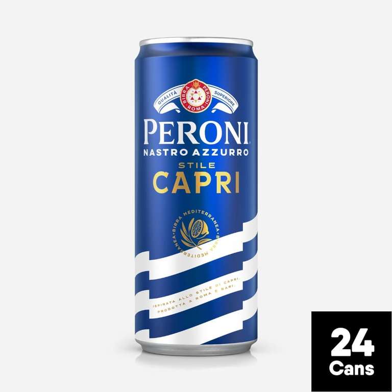 24 x 330ml Cans Peroni Nastro Azzurro Stile Capri Beer (Minimum Best Before End May 2024)
