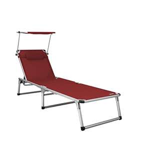 Homecall 30178 Aluminium Folding Sun Lounger with Sunroof Textilene Fabric - Red £37.10 @ Amazon