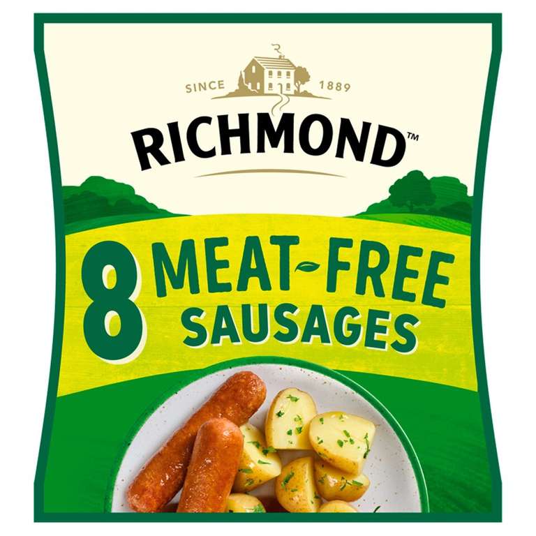 Richmond 8 Meat Free Vegan Sausages 304G £1.75 Clubcard price @Tesco