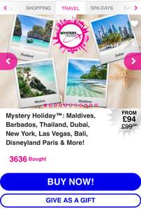 Mystery Holiday: Maldives, Barbados, Thailand, Dubai, New York, Las Vegas, Bali, Disneyland Paris & More via Weekender-breaks