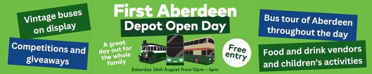 Free 125 ice creams + 125 coffees + 125 butteries, traybakes, cupcakes daily over select August weeks & Free Bus Depot Open Day - Aberdeen