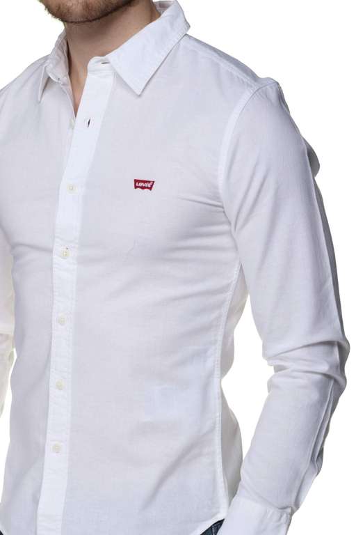 Levi's Men's Long-Sleeve Battery Housemark Slim Shirt - white
