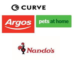 10% Cashback at Pets at Home / 8% Cashback at Nando's / 7% Cashback at Argos (Account Specific) @ Curve
