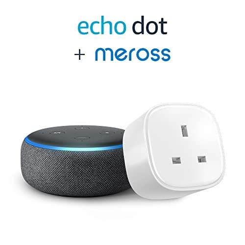 Echo Dot (3rd Gen), Charcoal Fabric + Meross Smart Plug, Works with Alexa - Smart Home Starter Kit £21.99 Amazon