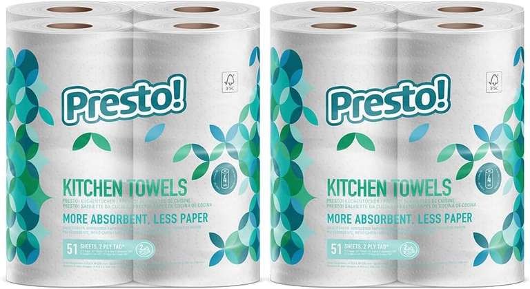 Presto! Tad Kitchen Rolls Extra Absorbent x8 - £7.70 S&S / possible £6.10 with voucher