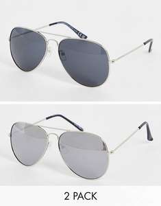 ASOS SVNX 2 pack Avaitor Sunglasses in silver & Black - £10 +£4 delivery @ ASOS