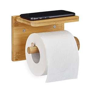 Relaxdays Shelf for Mobile Phone and Wet Wipes, Bamboo Toilet Paper Holder £10.97 @ Amazon