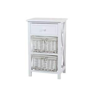 Classic White/Grey Bathroom Storage Unit - Wooden & Willow Drawers £20, free click and collect @ Homebase