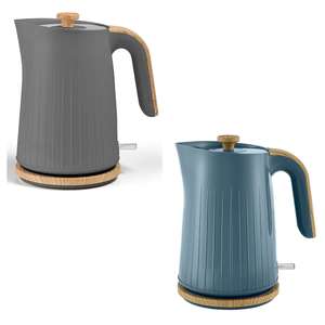 Wood Textured Scandi 3000W Fast Boil 1.7L Kettle (Grey / Blue) - Free Click & Collect