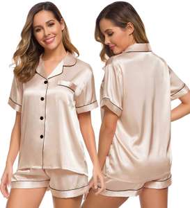SWOMOG Pyjamas for Women Silk Satin Pyjama Set Two Piece sold by SWOMOG-EU FB Amazon