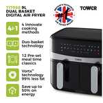 Tower T17088 Vortx 9L Dual Basket Air Fryer with 10 One-Touch Presets, 1800W Power (3 Year Warranty) IN STOCK £135 @ Amazon