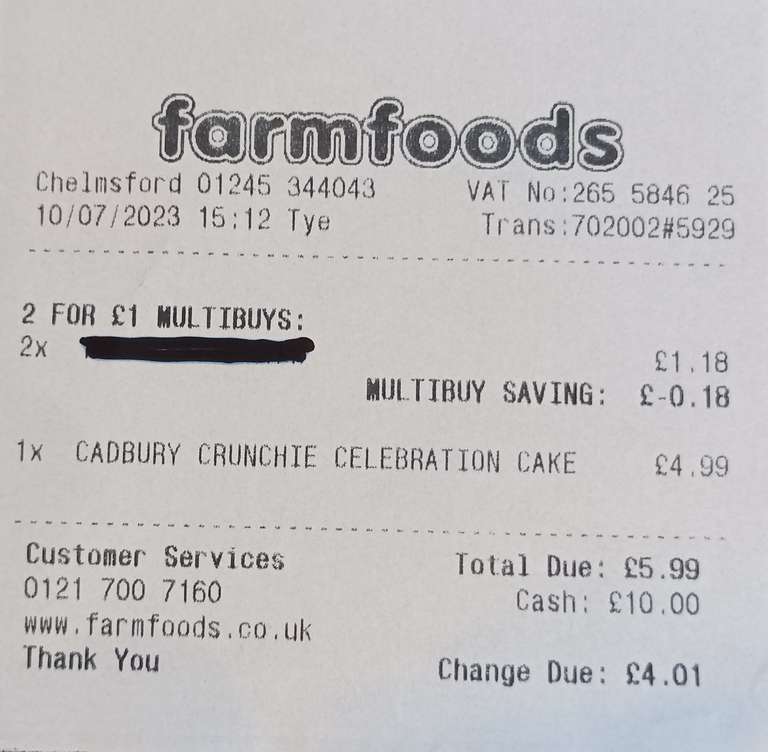 Cadbury Crunchie Celebration Cake £4.99 @ Farmfoods Chelmsford