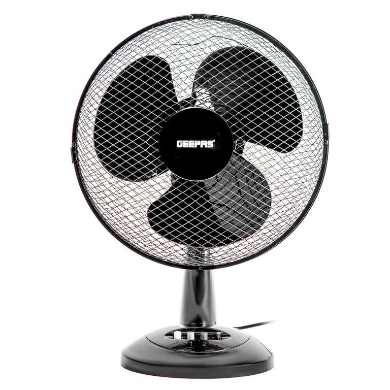 12-Inch Oscillating Black Table Fan with 3 Speed Settings - 2 Year Warranty - £14.39 Delivered With Code Stack @ Geepas