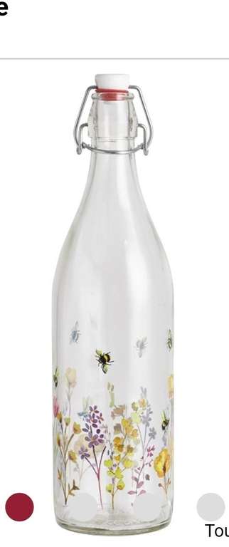Wilko 1L Bumblee Bee Floral Design Glass Bottle £2 free Click and Collect (Limited Locations) @Wilko
