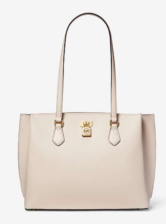 Michael Kors Ruby Large Saffiano 100% Leather Tote Bag in Light Cream ...