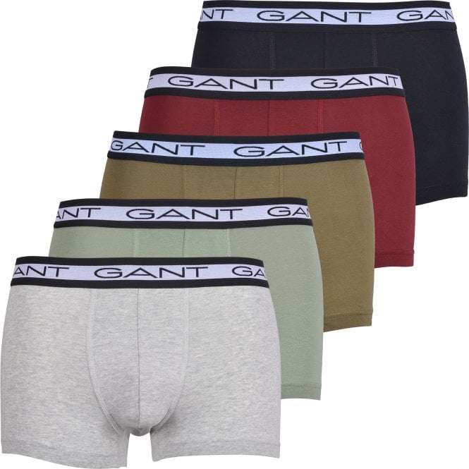 (SIZE SMALL ONLY) GANT 5-Pack Block Stripe Waistband Boxer Trunks, Black/Burgundy/Khaki/Green/Grey £22.50 + £3.85 Delivery @ UnderU