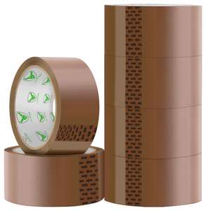 iSOUL Parcel Tape, 6 Rolls Packing Tape Low Noise Strong Heavy Duty Brown Tape 48mm x 66m