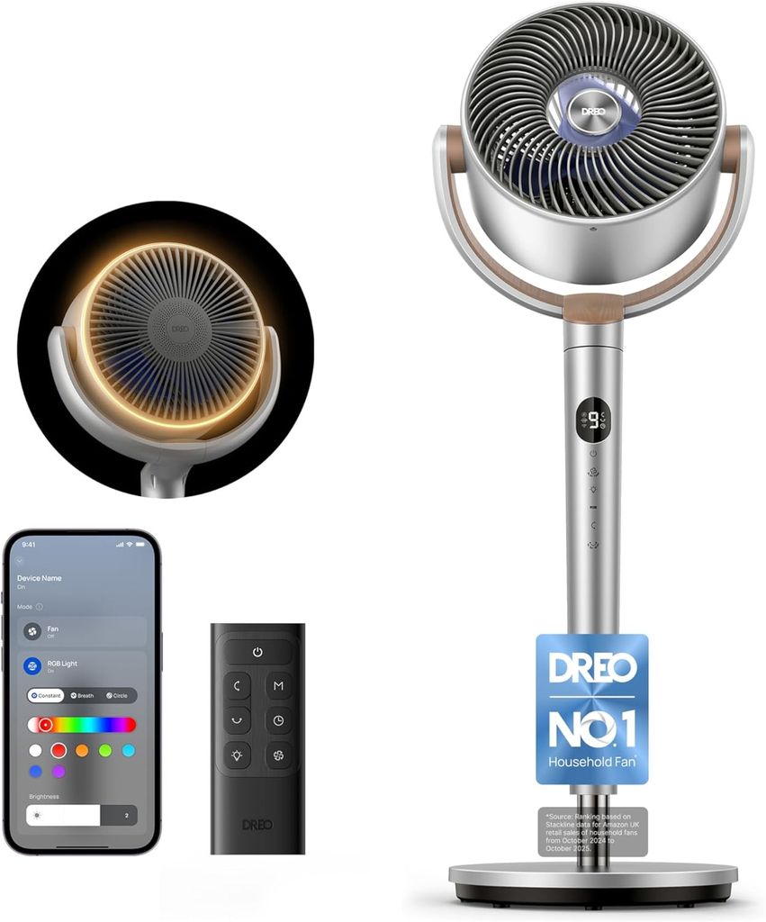 Dreo TurboPoly Fan 508S Smart RGB Circulator Fan ( 1st week August delivery / 40 inches height / Wi-Fi & Voice Control )