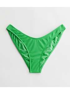 New Look Green Textured V Front Bikini Bottoms, 16-18