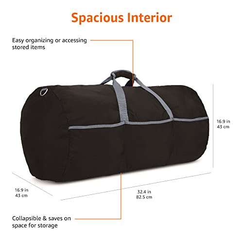 Amazon Basics Large 98L Duffel Bag Collapsible with Top Loop Handle - 50LB / 22.7kg Capacity, Black